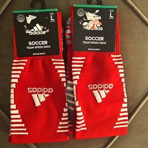 2-Adidas Soccer Team Speed Soccer Football Socks  Unisex LARGE  Red